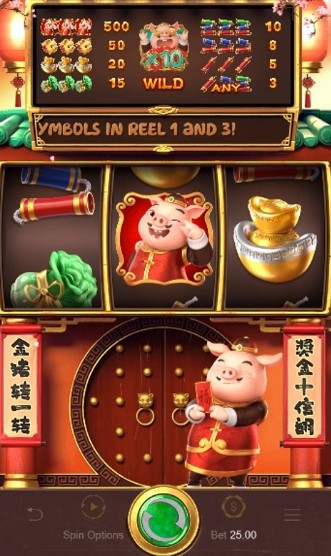 Piggy Gold — grade 3×1 com paytable visível